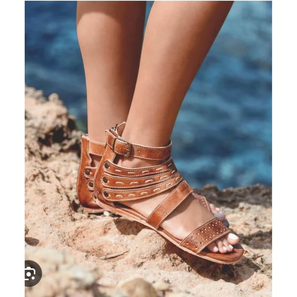 Bed Stu Shoes - Bed Stu Artemis Leather Sandals in Tan Rustic Size 10